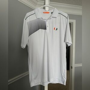 CBUK White Polo with Black Stripes Miami Hurricanes